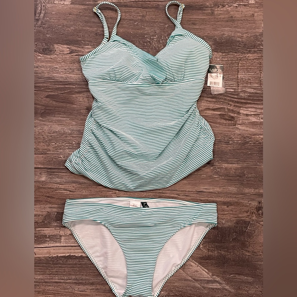 Ralph Lauren Striped Mint Green Tankini